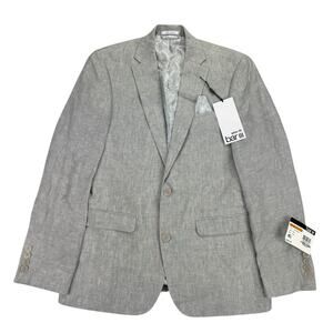 Bar III Mens Slim Fit 100% Linen Solid Suit Jacket Gray 36R